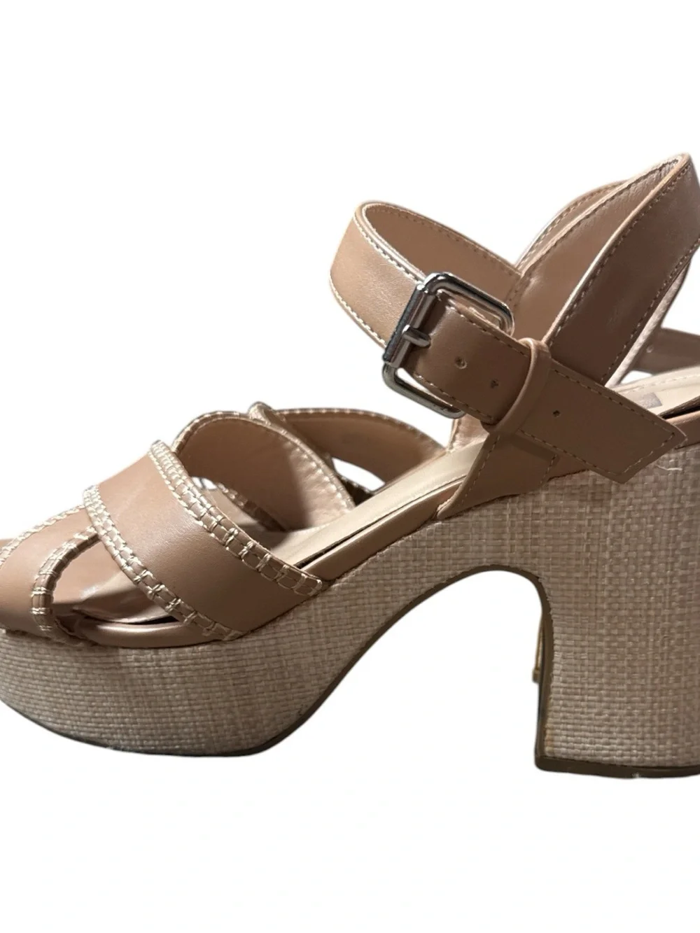 Dolce Vita Womens Size 8.5 Chunky Tan Platform Sandals with Woven Heel Summer